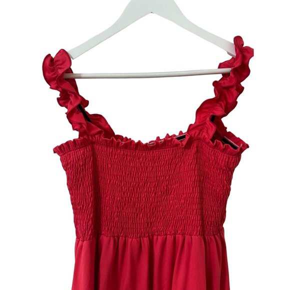 White Birch Pink Smocked Flowy Womens Top Ruffled Straps Small - Picture 12 of 14